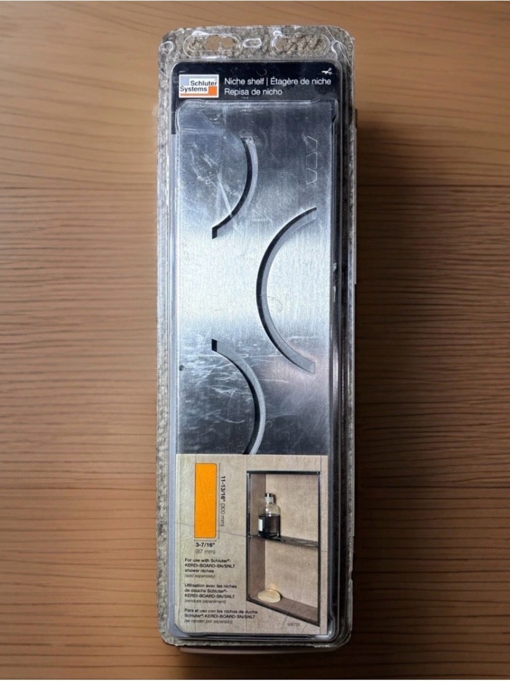 Schluter SNS1D6EB Shelf-N Rectangular Niche Shelf Curve Brushed Stainless Steel